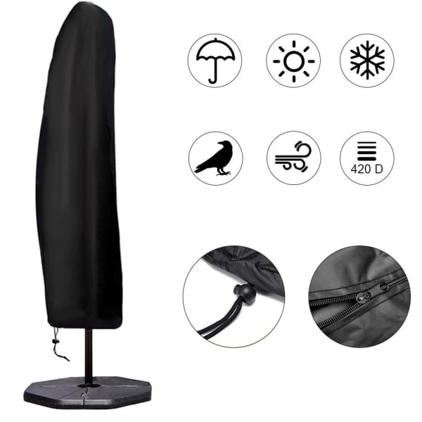 Umbrellan suojus ulkokäyttöön, Offset-varjon suojus, vedenpitävä, kantilever-parasoli, banaanikehykselle, musta