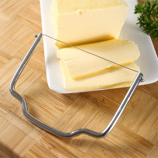2 stykker osteskjærer/kutter med ekstra ledninger - enkel og rask skjæring med harde eller halvharde blokkoster - rustfritt stål kjøkkenverktøy - langvarig