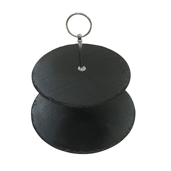 Tvåvånings Skifferkaka Stativ Cupcake Dessert Frukt Hållare Serveringsplatta Dispaly Stativ (svart)Svart Black