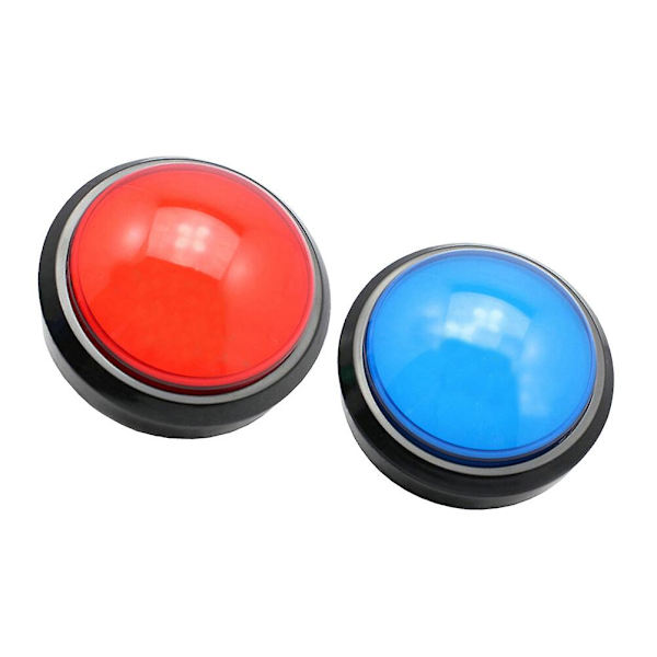 2 stk. Spil Svar Buzzer Elektronisk Responder Legetøj Digital Responder Store Knapper Med Lampe Uden Batteri (Rød, Blå) 10*10cm 10*10cm