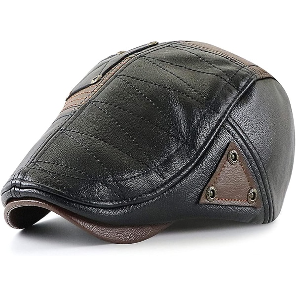 Hatt for menn, Newsboy, Klassisk Flat Cap, PU-Lær, Cabbie, Ivy, Gatsby, Kjøring, Jakt, Fiskehatt for Far
