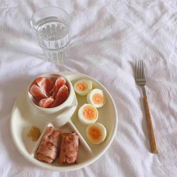Bakker, morgenmadstallerken opdelt Bærbar grill picnicbakke Portionskontroltallerken til sund spisning Til middagstallerken