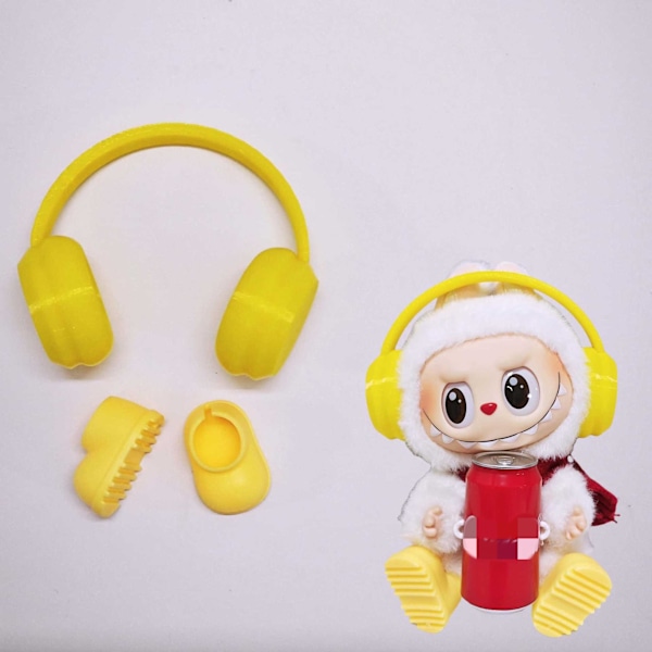 /RYI/Mini Labubu Dockas Kläder Hörlursoutfit Tillbehör för 15-17cm Labubu 10cm Bomulls Docka Headset Hörlursset Kläder Gåva #1