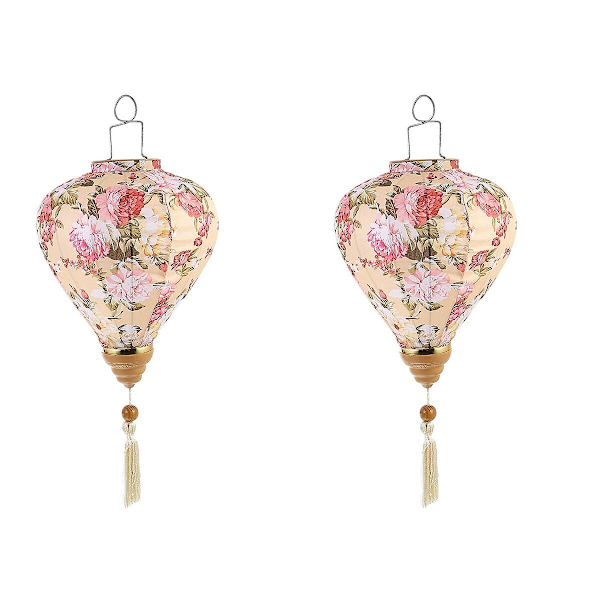 4 stk Blomstermønster Lanterne Vietnam Lanterne Mid-høst Silke Lanterner For Utendørs 2stk 53X19CM 2pcs 53X19CM