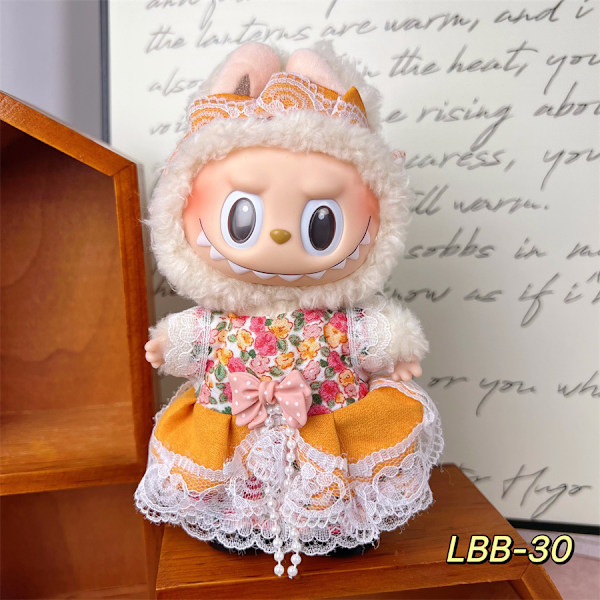 /RYI/Labubu 17cm Anheng Blind Box Anheng Brukbare Dukke Klær med Hatt Dekorativt Sett Lbb-30