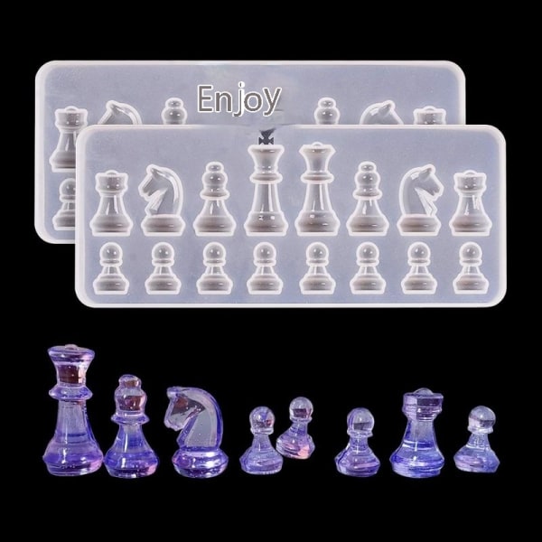 2 stk silikoneformsæt til gør-det-selv-skak eller international skakfremstilling Epoxyharpiksstøbeform til gør-det-selv-smykker Krystalhåndværk