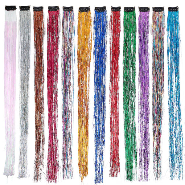 11 st Hårglittersträngar Universal Glitter Hårglitter Snygga hårförlängningar Assorterad färg50X3,5c Assorted Color 50X3.5cm