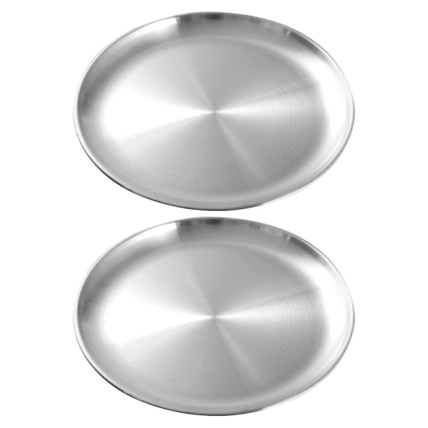 2 stk. Multifunktionelle Madserveringsplader Runde Grillplader Kødbeholdere Sølv 20X20CM Silver 20X20CM