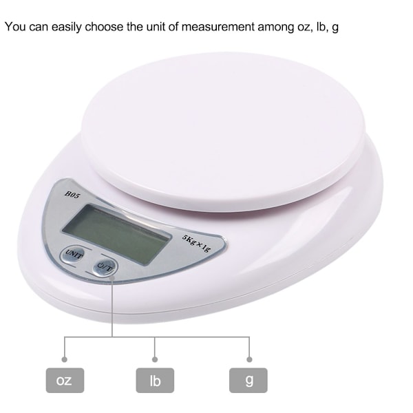 Mini køkkenvægt Elektroniske vægte Bærbar mad Elektronisk vægt Bagevægt 5kg/1g Mini vægtmodel