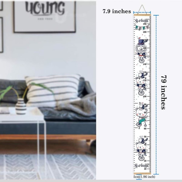 Høydediagram for barn, Høydediagram for barn/gutter/jenter/baby, Lerret & Tre, Avtakbart høydediagram, Veggdekorasjon Sirkus Circus