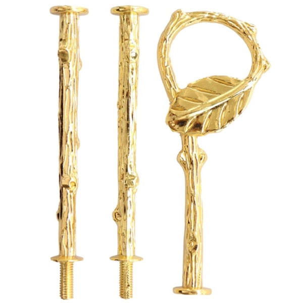Cupcake Stativhandtag, 3-vånings Vintage Tårtserveringsservett Stativ Guld