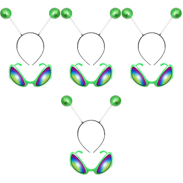 4 Sett Morsomme Briller Hodebånd Alien Briller Cosplay Hodebånd Alien Party Kostyme Tilbehør 4 Sett 2 4 Sets 26X19X4cm