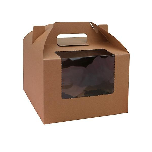 10 stk. 4-rums Papir Cupcake Æske Bærbar Dessertbeholdere Bageri Kagebærere Til Hjemme Dessertbutik (hvid)Brun Brown
