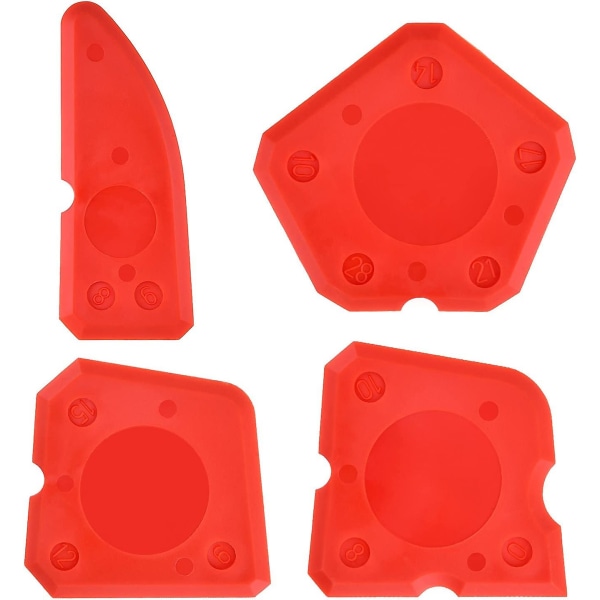 4 stycken set för fogslätare för silikonfogmassa tätningsfinish (röd)