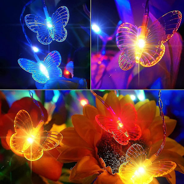 120 LED Butterfly Gardinlys USB-plugg - 19,7 fot 8 Mønstre for Soverom Juler Bryllup Festdekorasjoner (farge)plugg-inn Fjernkontroll