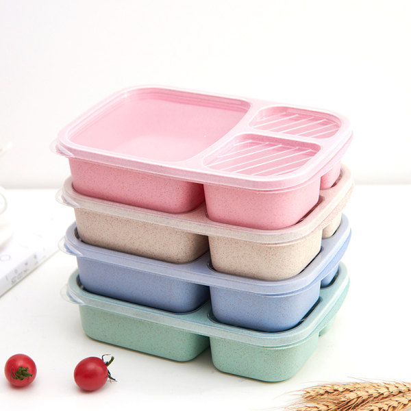 4-pack mellanmålsbehållare 3 fack Bento Snackbox Återanvändbara måltidsförberedelser för barn Vuxna