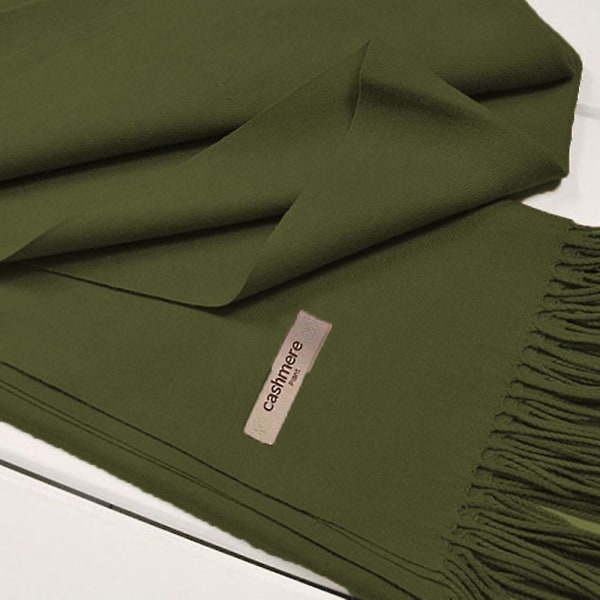 Dameskål, Blanket Scarf, Dameskål i Kæshmir-følelse, Kæshmir-shawl, Armygrøn Army green