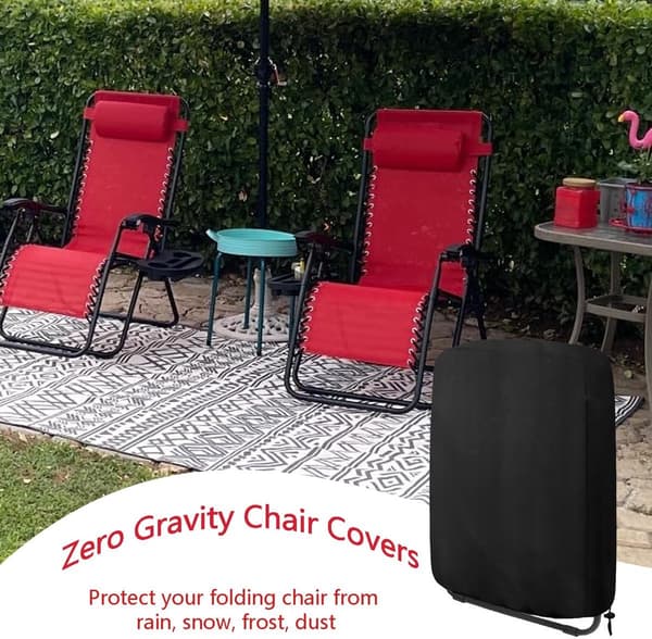 Vandtæt betræk til klapstol 71x20x34x110cm Kraftig Oxford med snøre UV-beskyttelse til Zero Gravity liggestole, Sort
