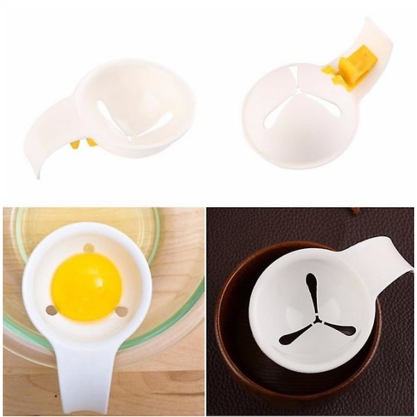 Äggavskiljare, äggulaseparator Livsmedelsklassad plast Mini Äggula Vit filter Ny kreativ äggavdelare med silikonhållare för köksbakning (4 st
