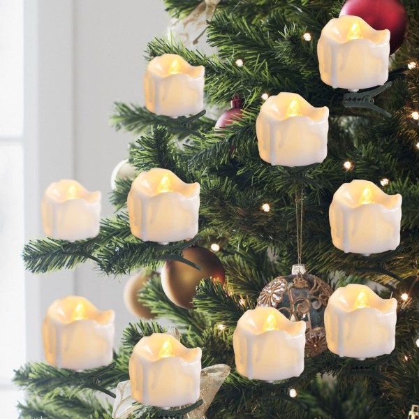 9 LED-lys med klips, flammefrie elektriske lys, falske lys med flimrende flamme, trådløse telys, LED-lys for jul, bryllup
