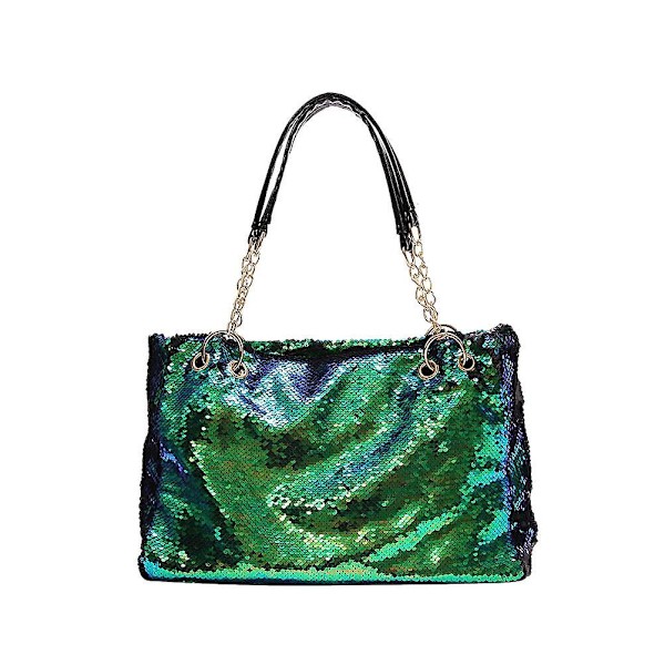 Silver Crossbody Väska Kvinnor Mode Handväska Vändbar Handväska Glitter Handväska Mångsidig Personlig Green
