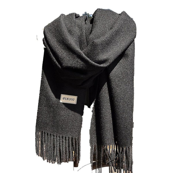 Sommer Sjal Oversized Lang Let Hør Strand Gaze Shawl Sort Black