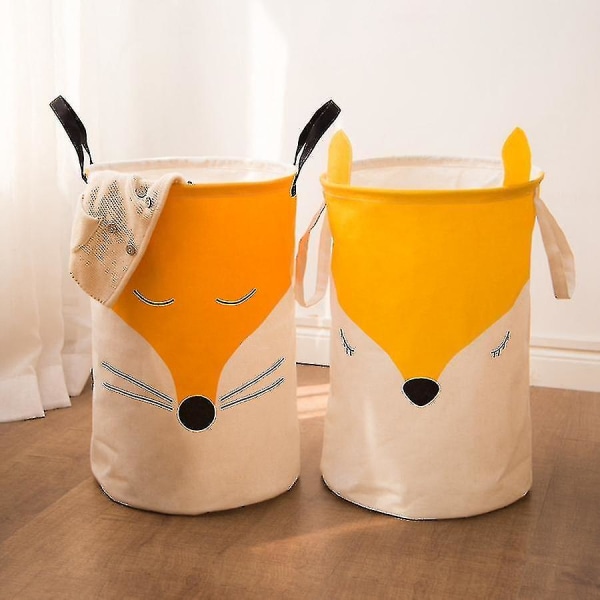 Folding Laundry Storage Basket Kids Toys Barrel Cartoon Fox Storage Bucket Laundry Organizer Dirty