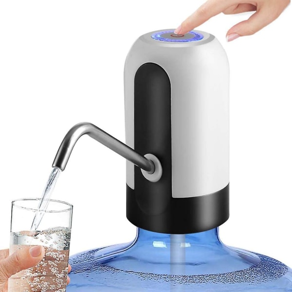 Vanndispenser - USB-lading vannpumpe for flaske, universell passform, bærbar elektrisk vannkrukke-dispenser, drikkevannsdispenser, hvit White