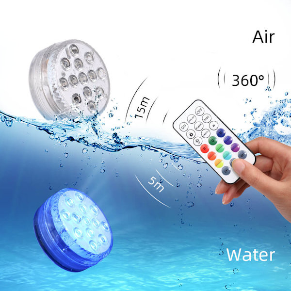 SpotGlo Vandtætte LED-lys med Fjernbetjening RGB Skiftende LED-lys Batteridrevet til Dam Pool Springvand Akvarium