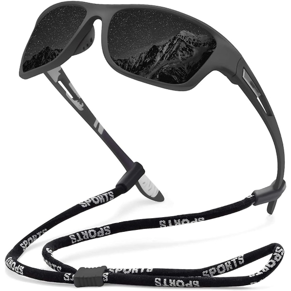 Polarisoidut Urheilulasit Miehille Ajamiseen, Pyöräilyyn, Kalastukseen - Aurinkolasit 100% UV-Suoja Goggles Mustat Linssit Black Lens