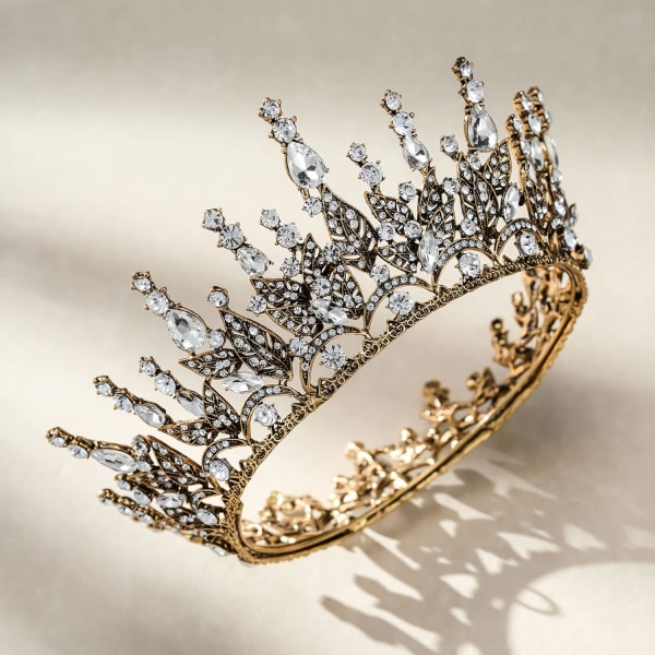 Queen Crown för kvinnor, bröllopskrona för bruden, gotisk tiarahuvud, Rhinestone mörkt hårtillbehör för Brithday Cosplay Party Bal Halloween