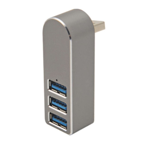 Alumiiniseos Pyörivä Usb3.0 Hub Splitter USB Hub Splitter 3 Ports USB 3.0 Hub Jatke 1 kpl Hopeanharmaa