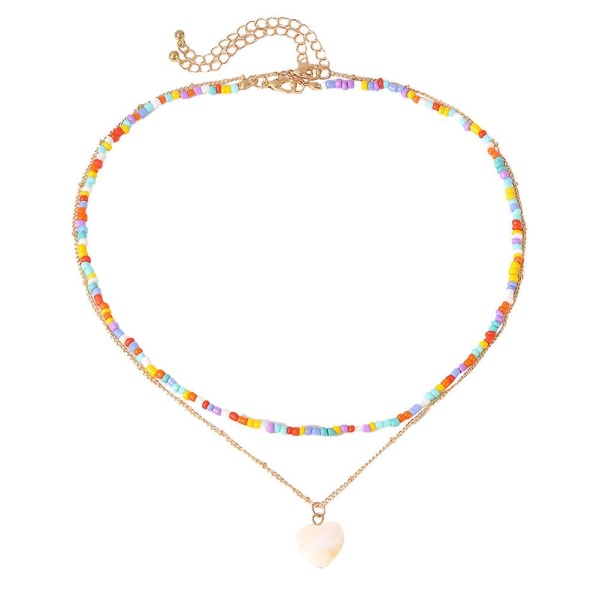 Statement Halsband Hawaiianskt Choker Halsband Lagerat Pärlhalsband Gemhänge Halsband Pärlchocker N 47x2.2cm