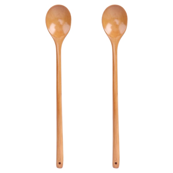 2 st Träskedar med Långt Handtag, Hög Värmebeständighet, Handgjorda Köksredskap för Kök och Restaurang 2 Pcs