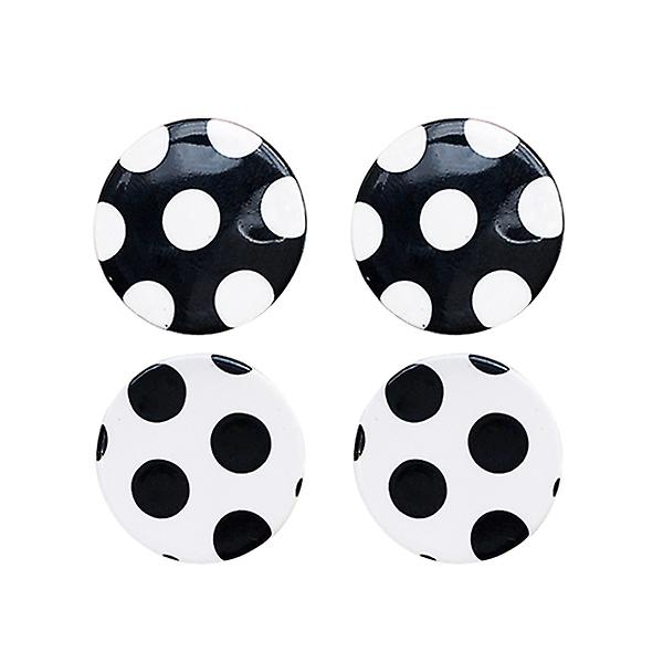 2 par geometriska örhängen Mode svarta och vita prickiga örhängen Enkla örhängen Round Circle Je 2.1X2.1 cm