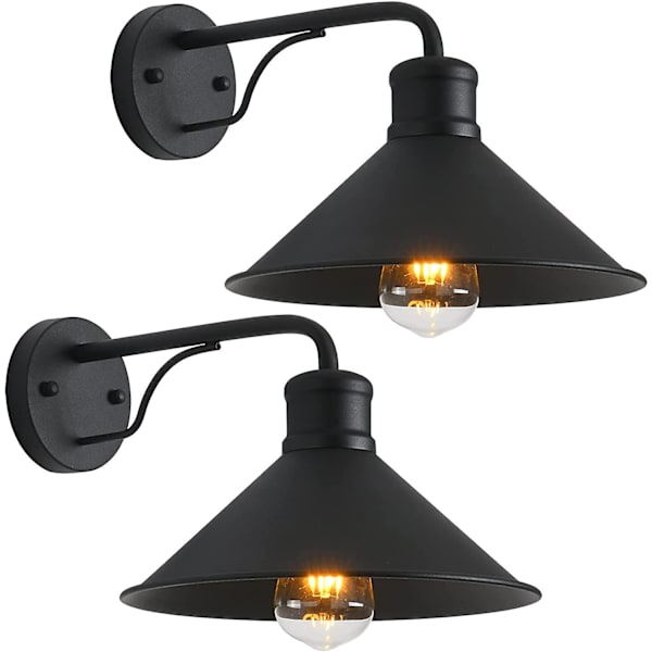2-pack Utomhusvägglampor Väggmonterade För Hus, Framsida Veranda Utomhusvägglampor Väggmonterade, Matt Svart Modern Bondgård Utomhusvägglampa