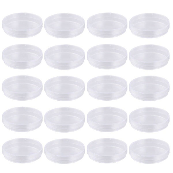 20 st 100 mm petriskålar i plast Sterila bakteriekulturskålar med lock, vit White