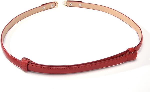 Rött smalt midjebälte för klänningar, justerbart tunt midjeband med guldfärgat spänne för kvinnor, elegant accessoar för klänning, kofta eller lång blus