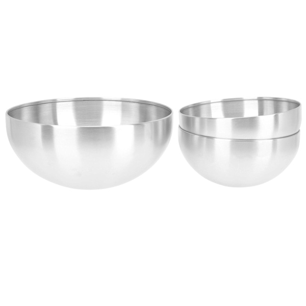 3 stk Multifunksjonell Salatskål Frukt Oppbevaringsbeholder Rustfritt Stål Oppbevaringsbolle Sølv Silver
