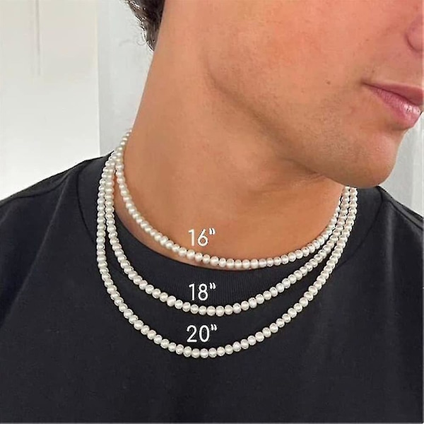 Imiteret perlehalskæde Mænd Simple Håndlavet Strand Bead Necklace 2022 New Trend#wdmy18445Cm Pearl Necklace 45Cm Pearl Necklace