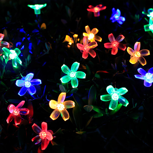 30LED Solar String Lights Sakura Flowers for utendørs, vanntett Solar Led String Light med 8 moduser for hage, uteplass, jul og nyttårsdekor