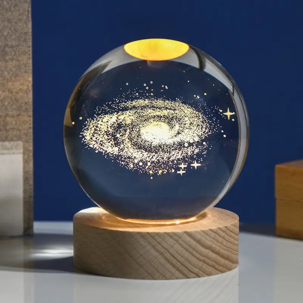 3D Crystal Ball Planet Model Födelsedagspresent till pojkvän Maken Nattljus Galaxy Planet Art Presentlampa för barn Vänner Par