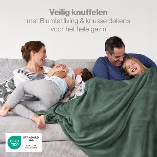 Blumtal Fleecetæppe 220x240 cm Superblødt Varmt Tæppe til Sofa Seng Picnic Camping Maskinvaskbart OEKO-TEX Certificeret Grøn