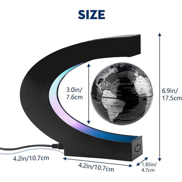 Kreativ Lysende Jordklode Flydende Magnetisk Levitation Globe Lampe Med LED Lys Og C-formet Base Til Undervisning Demonstration Hjem Og Kontor Dekoration