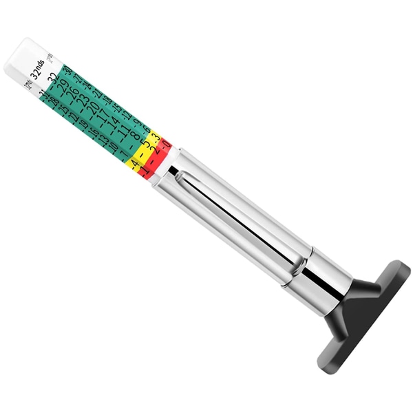 Däckmönsterdjupsmätare, Smart Färgkodad Däckdjupsmätare, Däckdjupsmätningsverktyg i 25mm (1st, Silver)