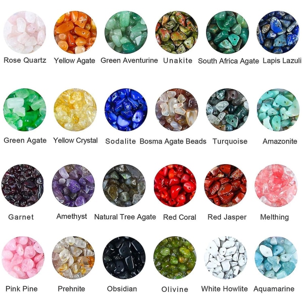 1200 stk Naturlig Chip Gemstone Perler For Armbånd Halskjede 24 Farger Uregelmessig Shap