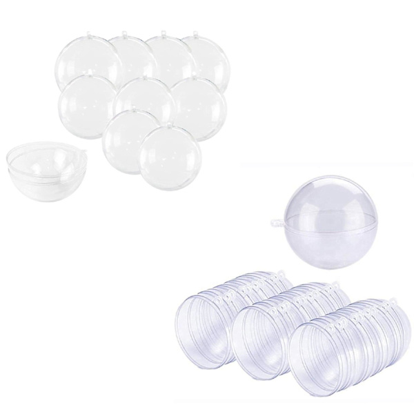10 st 4-tums klara plastfyllbara ornamentkulor