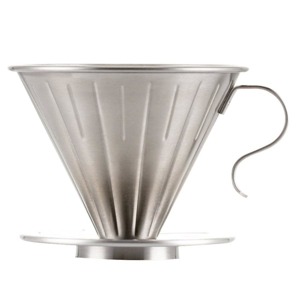 Rustfrit Stål Kaffe Drypper Kegle Kaffe Drypfilter Kop Permanent Hæld Over Kaffe Maskine Med Sep Silver 7.5*9.6cm