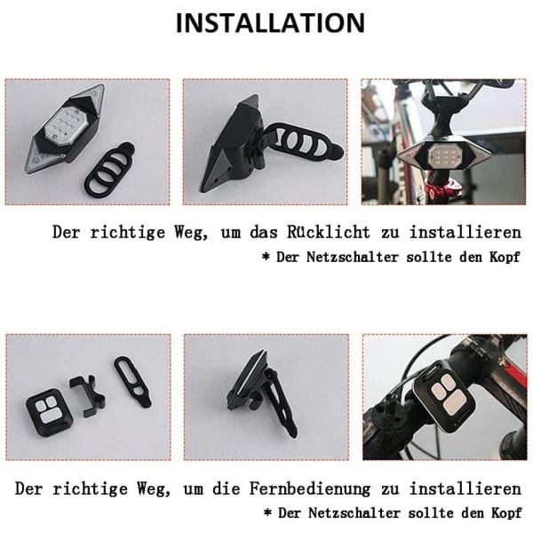Baklyktor för cykel med fjärrkontroll, blinkande ljus
