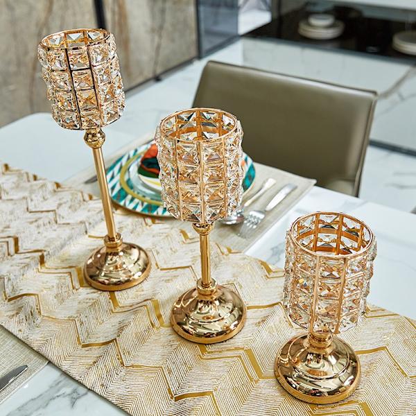 Sett med 3 Glasslysestaker Lysestake Midtpunkt Dekorativ Lysestake for Bryllup Hjem Middagsfest Jubileumsdekorasjon